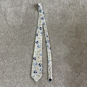 Steven Harris School Teacher Tie Womens One Size White Geometric Handmade